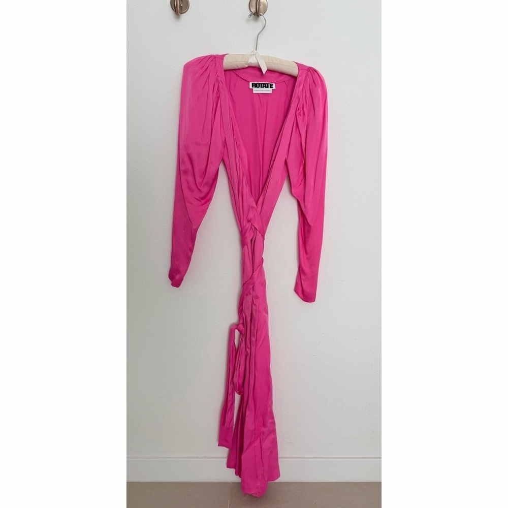 ROTATE Birger Christensen Satin Maxi Wrap
Dress in Pink Carnation Size 34 - Picture 2 of 7